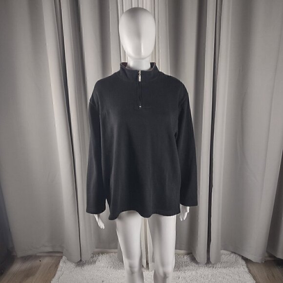 Jennifer Moore Jackets & Blazers - Jennifer Moore Women's Cotton Blend Quarter Zip Pullover Black Jacket Size Large